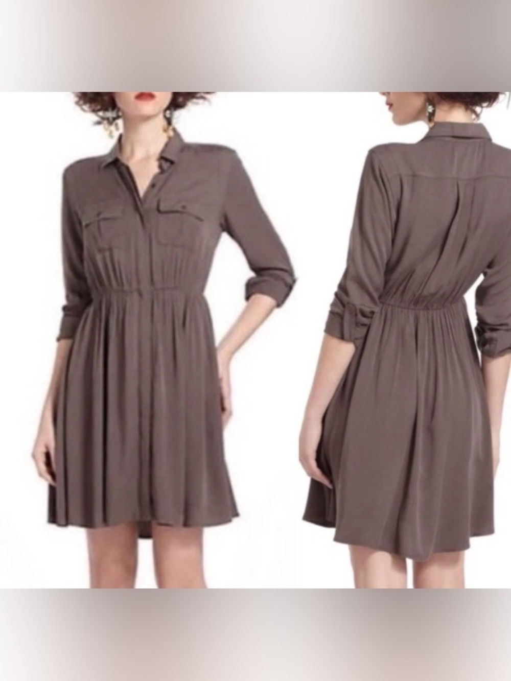Maeve Antropologie Dakota Utility Shirt Dress Size M Long Sleeve Fit Flare